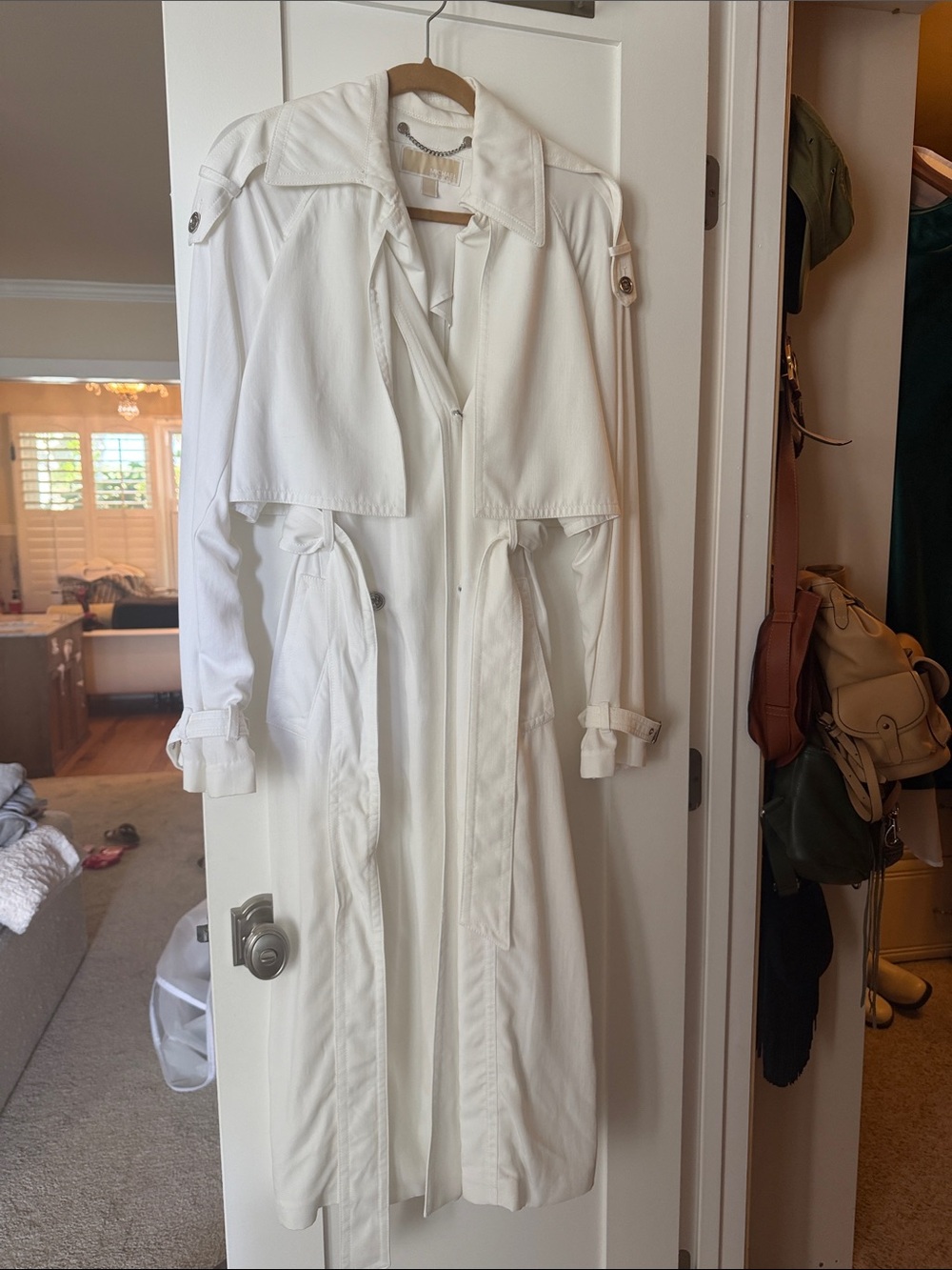 MICHAEL Michael Kors White Long Trench Coat
